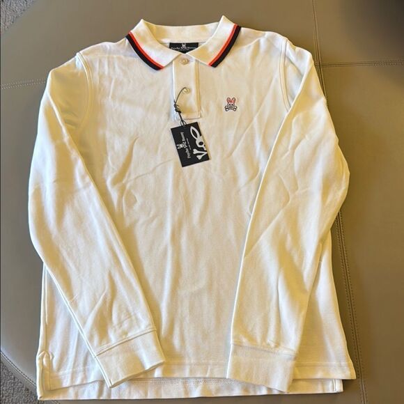 NWT Psycho Bunny Mens’ Jackson Long Sleeve White Polo Shirt. Size XS. - Picture 1 of 7